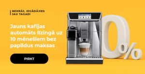 Jauns kafijas automāts līzingā uz 10 mēnešiem bez papildus maksas