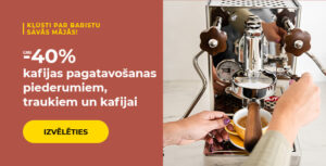 Līdz -40% kafijas pagatavošanas piederumiem, traukiem un kafijai