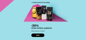 -30% visām kafijas pupiņām