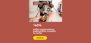 Līdz -40% kafijas pagatavošanas piederumiem, traukiem un kafijai