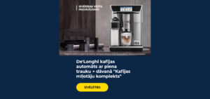 De'Longhi kafijas automāts ar piena trauku + dāvanā "Kafijas mīļotāju komplekts"