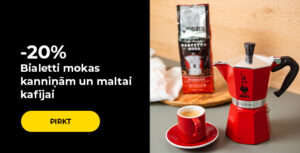 -20% Bialetti mokas kanniņām un maltai kafijai