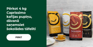 Pērkot 4 kg Caprissimo kafijas pupiņu, dāvanā saņemsiet šokolādes tāfelīti Galler.