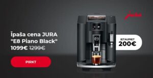 TOP cena kafijas automātam JURA "E8 Piano Black"