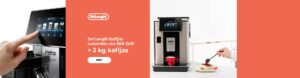 De'Longhi kafijas automāts virs 500 EUR + 2 kg kafijas dāvanā