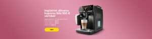 Iegādājoties kafijas automātu par vairāk nekā 500 €, dāvanā saņemsiet dāvanu kuponu līdz 100 € vērtībā.