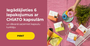 Iegādājieties 6 iepakojumus ar CHiATO kapsulām un dāvanā saņemiet kapsulu turētāju.