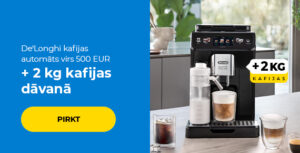 De'Longhi kafijas automāts virs 500 EUR + 2 kg kafijas dāvanā