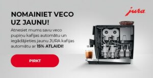Atnesiet mums savu veco pupiņu kafijas automātu un iegādājieties jaunu JURA kafijas automātu ar 15% ATLAIDI!