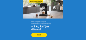 De'Longhi kafijas automāts virs 500 EUR + 2 kg kafijas dāvanā
