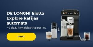 DE'LONGHI Eletta Explore kafijas automāts + 6 glāžu komplekts tikai par 1 ct