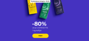 "Pārsteidzošs piedāvājums, pērkot divus iepakojumus! -80% otrai CAPRISETTE 1 kg kafijai"