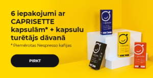 6 iepakojumi ar CAPRISETTE kapsulām + kapsulu turētājs dāvanā