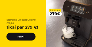 Espresso un cappuccino mājās tikai par 279 €!