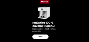 "Iegūstiet 100 € dāvanu kuponu! Iegādājoties MIELE kafijas automātu "