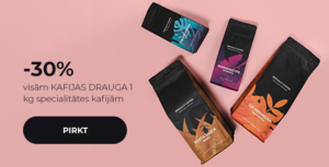 -30% visām KAFIJAS DRAUGA 1 kg specialitātes kafijām