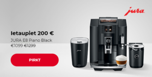 "Īpaša cena JURA E8 Piano Black € 1099 € 1299"