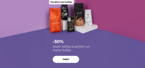 -30% visām kafijas pupiņām un maltai kafijai