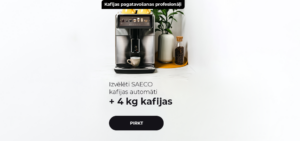 "Izvēlēti SAECO kafijas automāti + 4 kg kafijas"