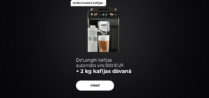 De'Longhi kafijas automāts virs 500 EUR + 2 kg kafijas dāvanā