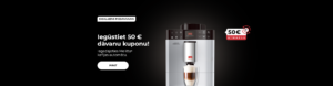 "Iegūstiet 50 € dāvanu kuponu! Iegādājoties Melitta kafijas automātu."