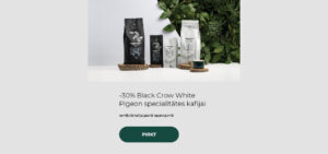 -30% Black Crow White Pigeon specialitātes kafijai