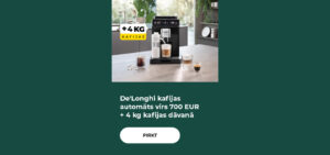 De'Longhi kafijas automāts virs 700 EUR + 4 kg kafijas dāvanā