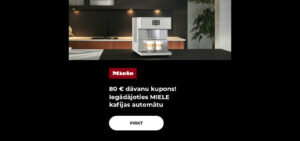 80 € dāvanu kupons! Iegādājoties MIELE kafijas automātu