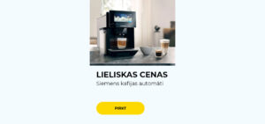 LIELISKAS CENAS Siemens kafijas automāti