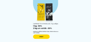 CAPRISETTE & PARALLEL 1 kg kafijas 1 kg -30% 2 kg un vairāk -50%