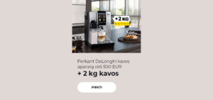 Iegādājoties DeLonghi kafijas automātu virs 500 EUR + 2 kg kafijas