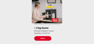 Iegādājoties Melitta kafijas automātu virs 500 EUR + 2 kg kafijas
