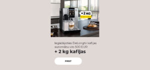 Iegādājoties DeLonghi kafijas automātu virs 500 EUR + 2 kg kafijas