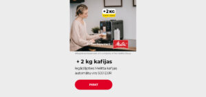Iegādājoties Melitta kafijas automātu virs 500 EUR + 2 kg kafijas