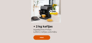 Iegādājoties Philips LatteGo kafijas automātu + 2 kg kafijas